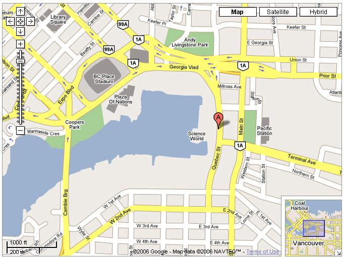 Map to Science World (False Creek)