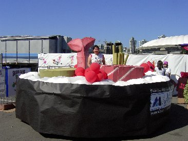 Pilot Elizabeth poses on her aircraft, The Wild Sushi